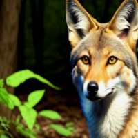 "1996" Cayote in der Leinwand des Waldes