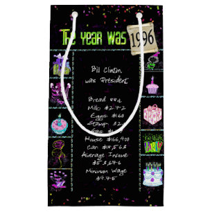 1996 Geburtstag Trivia auf Black Small Geschenktas Kleine Geschenktüte