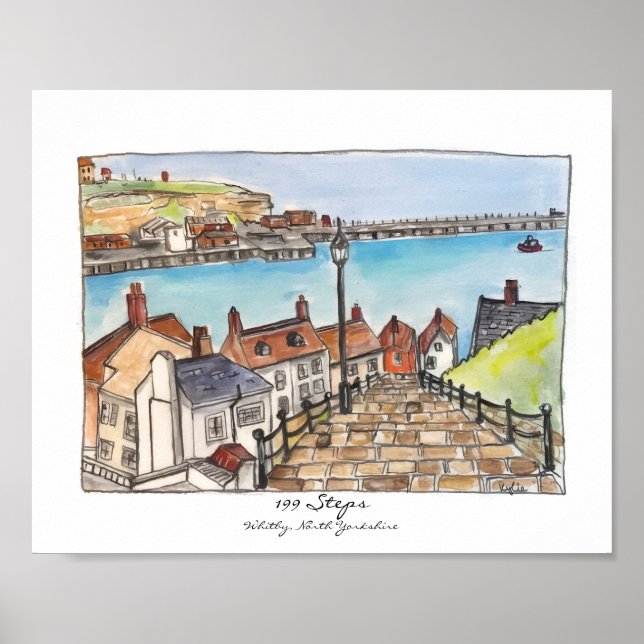 199 Steps, Whitby, North Yorkshire Poster (Vorne)