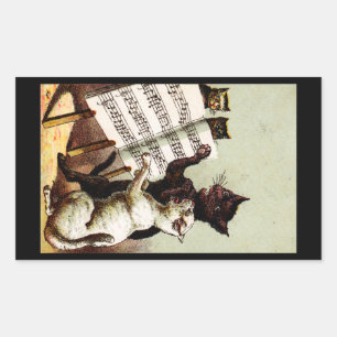 19. C. singende Katzen Rechteckiger Aufkleber