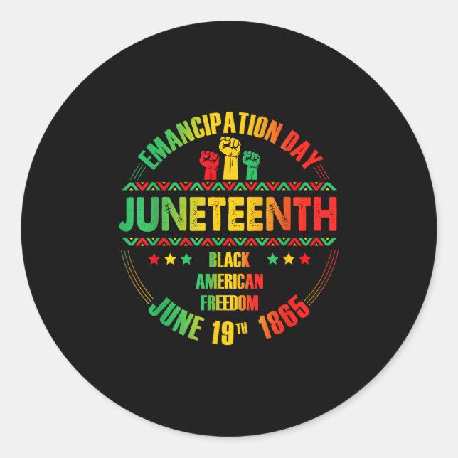 19. Emanzipationstag Schwarz Juni 1865 Runder Aufkleber (Vorderseite)