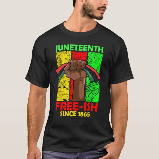 19. Freizeit seit 1865 Schwarzer Faust Pan Afri T-Shirt (Vorderseite)
