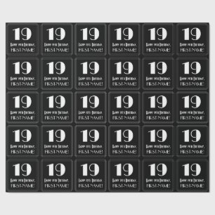 19. Geburtstag - Art Deco  Look "19", Name Geschenkpapier