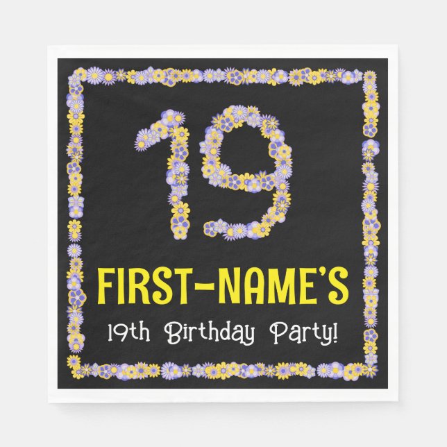19. Geburtstag: Blumennummer, Individuelle Name, B Serviette (Vorderseite)