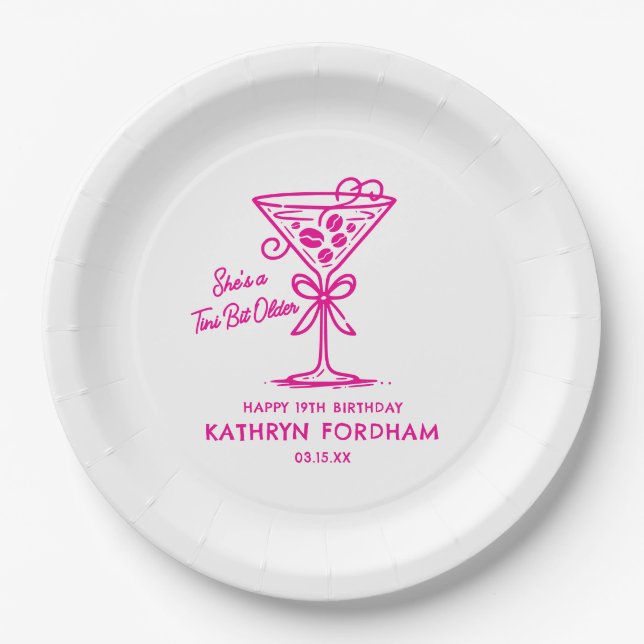 19. Geburtstag Custom Paper Plate Espresso Martini Pappteller (Vorderseite)