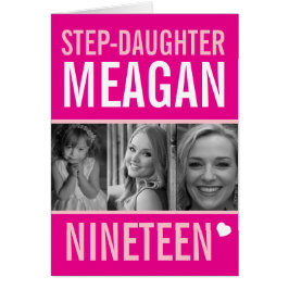 19. Geburtstag drei Fotos rosa Step-Daughter