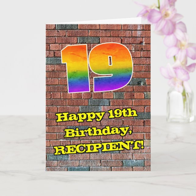 19. Geburtstag: Fun Graffiti-Inspiriert Regenbogen Karte (Orchidee)
