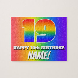 19. Geburtstag — mehrfarbiges Regenbogenmuster "19