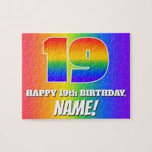 19. Geburtstag — mehrfarbiges Regenbogenmuster "19