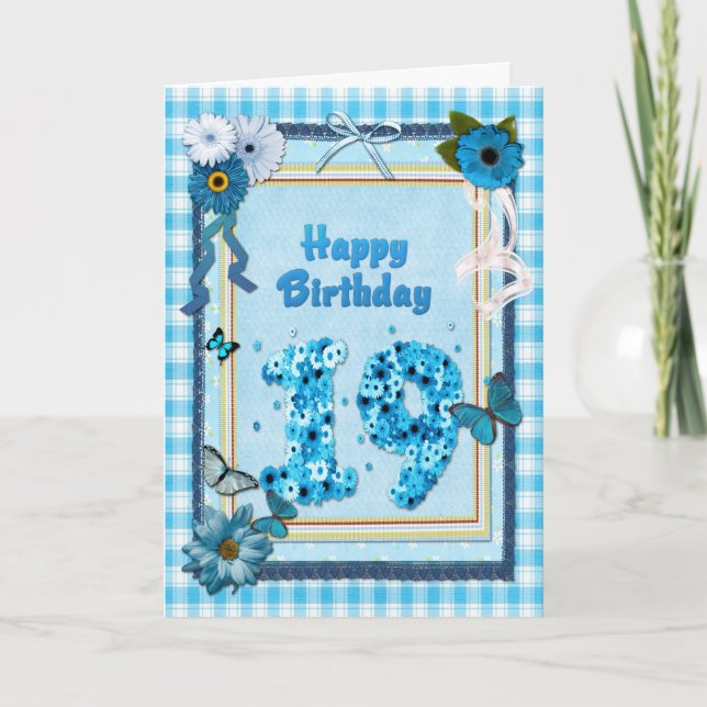 19. Geburtstag mit Scrapbook-Effekt Karte (Vorderseite)