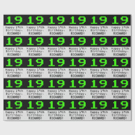 19. Geburtstag - Nerdy / Geeky Style "19" und Name Geschenkpapier