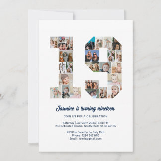 19. Geburtstag Nr. 19 Custom Foto Collage Einladung