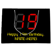 19. Geburtstag: Red Digital Clock Style "19" + Nam