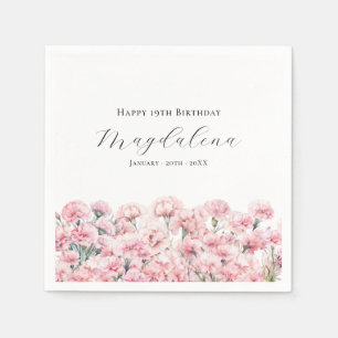 19. Geburtstag Rosa Nelke Januar Geburtsblume Serviette
