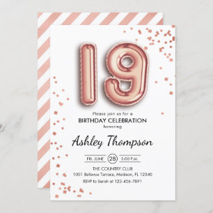 19. Geburtstag - Rose Gold Balloons Einladung