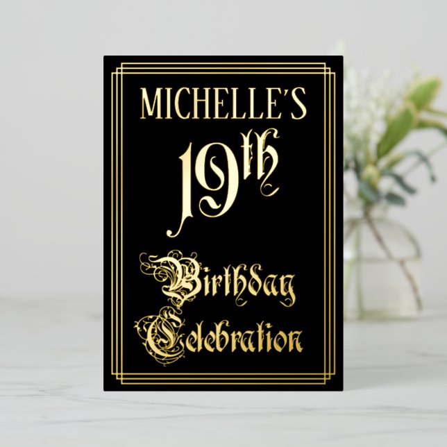 19. Geburtstagsparty - Extravagantes Drehbuch und  Folieneinladung (Stehend vorne)
