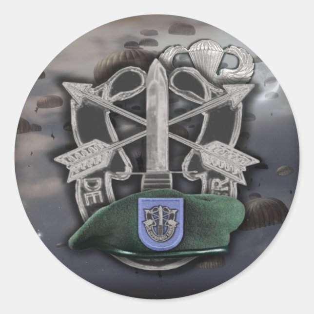 19. Gruppe der Sondereinheiten Green Berets son St Runder Aufkleber (Vorderseite)