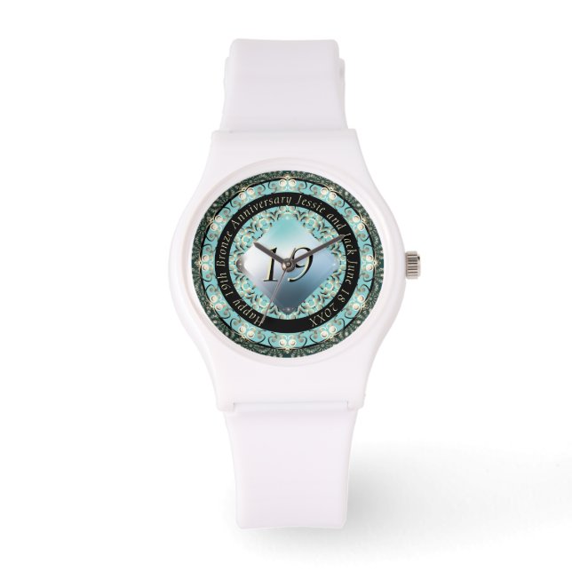 19. Hochzeitstag Acquamarine Armbanduhr (Vorderseite)