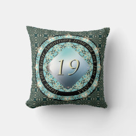 19. Hochzeitstag Acquamarine MedallionText Kissen