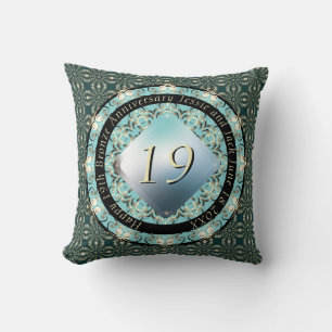 19. Hochzeitstag Acquamarine MedallionText Kissen