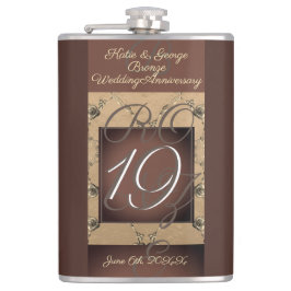 19. Hochzeitstag Dunkle    BronzeFlasche Flachmann