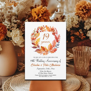 19. Hochzeitstag Herbst Blumengarland Einladung