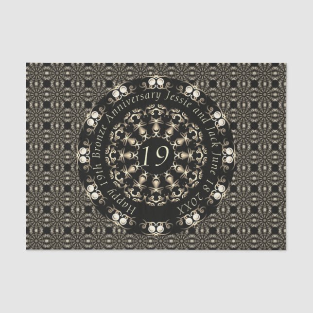 19. Hochzeitstag Mandala Medallion Text Seidenpapier (Vorderseite)