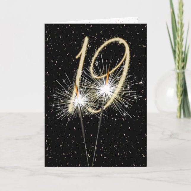 19. Hochzeitstag Sparkler Karte (Vorderseite)