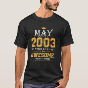 19 Jahre alt 19. Geburtstag Dekoration Vintag Mai T-Shirt