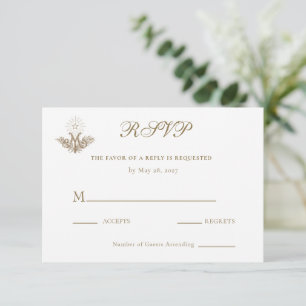 19. Jahrhundert Goldene Marian Kreuz Hochzeit RSVP Karte