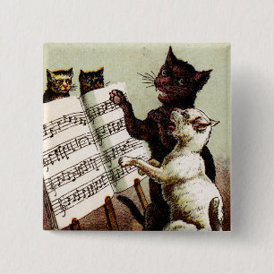 19. Jh. singende Katzen Button
