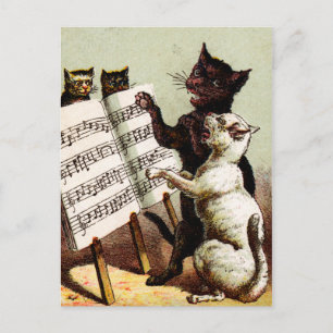 19. Jh. singende Katzen Postkarte