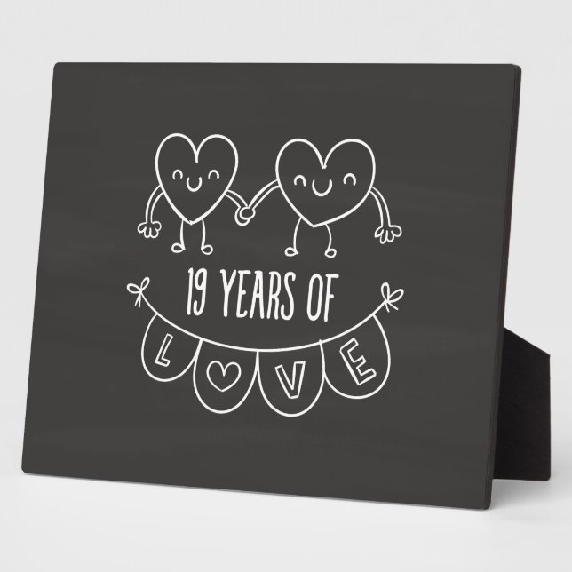 19. Jubiläum Geschenk Chalk Herzen Fotoplatte (Seite)