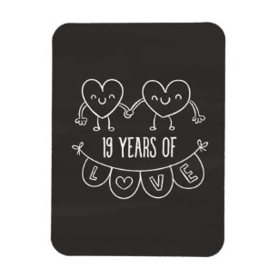 19. Jubiläum Geschenk Chalk Herzen Magnet