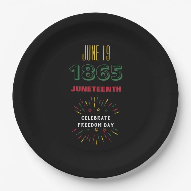 19. Juni 1865 Schwarze Geschichte Feuerwerke Pappteller (Vorderseite)