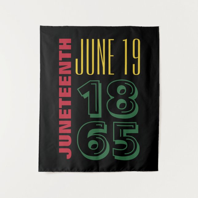 19. Juni 1865 Typografie Schwarze Geschichte Wandteppich (Vorderseite)