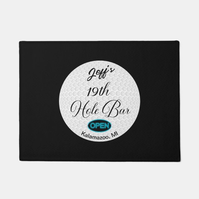 19. Loch Bar Personalisiert Golf Ball Design Bar Fußmatte (Vorderseite)