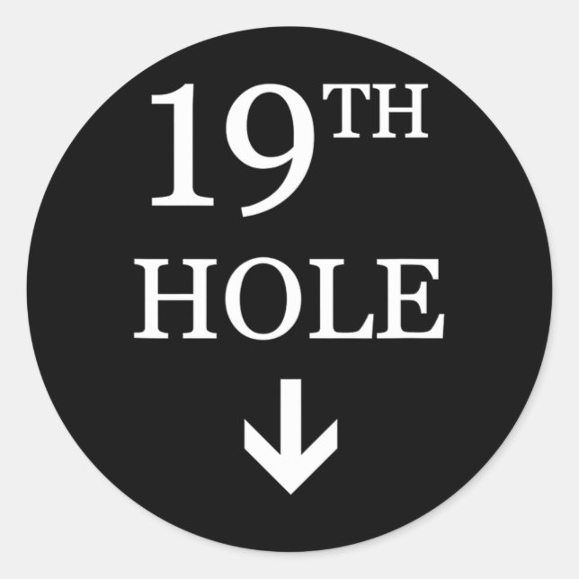 19. Loch Down Arrow Golf Runder Aufkleber (Vorderseite)