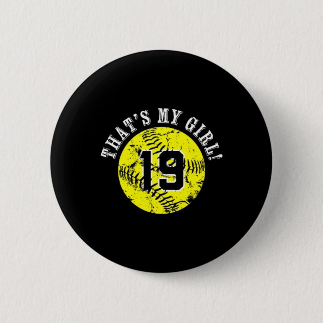 #19 Softll-Spielerin Das ist mein Mädchen Cheer Mo Button (Vorderseite)