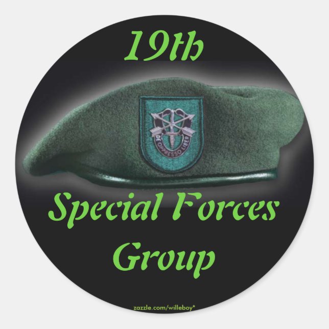 19. Spezielle Kräfte Green Berets Flash-Namensaufk Runder Aufkleber (Vorderseite)
