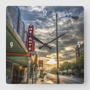 19. Straßen-Sonnenaufgang moderne Quadratische Wanduhr
