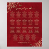 19 Tabelle Rot & Gold Frills Hochzeitstabelle