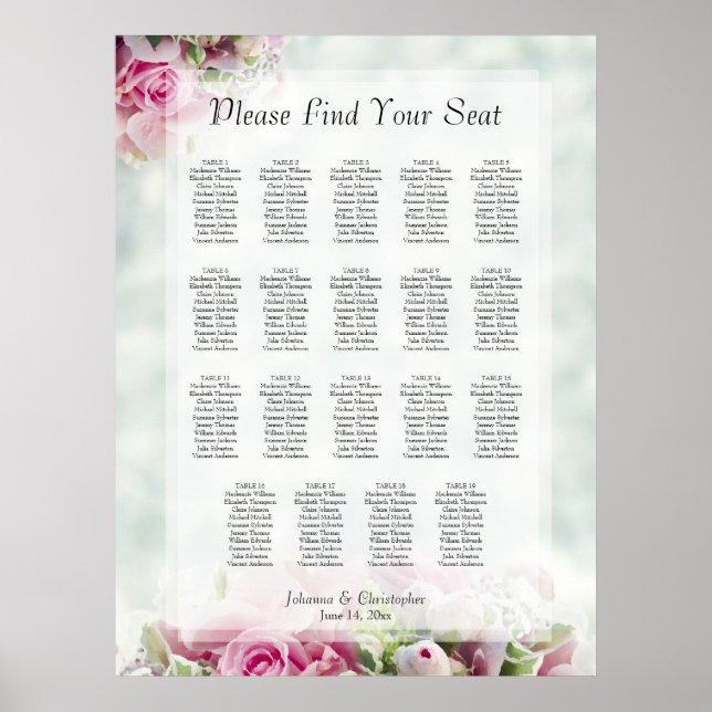 19 Tableau Roses roses roses Peonies Mariage Table (Devant)