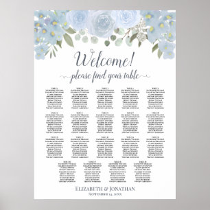 19 Tafelblau-Rose Boho Chic Seating Chart Poster