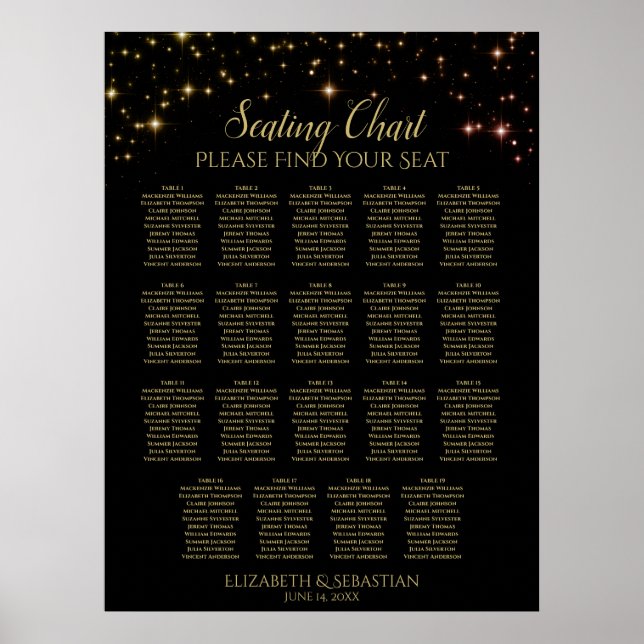 19 Tafelgoldfarben - Schwarze Hochzeitsskala für G Poster (Vorne)