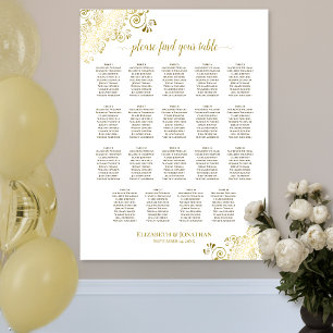 19 Tisch Gold Verzierungen Weiße Hochzeit Sitzordn Poster