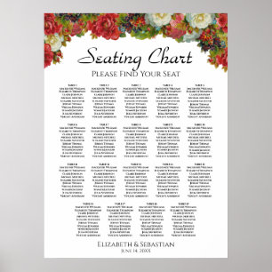 19 Tisch Hochzeit Sitzordnung Vintage Herbst Blume Poster
