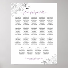 19 Tischlacy Hochzeitstisch, weißer Lavendel Poster