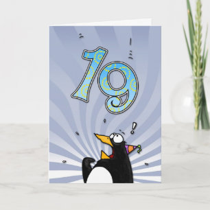 19e anniversaire - Carte de surprise de pingouin