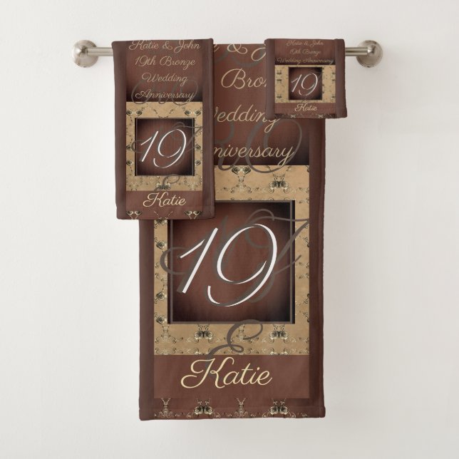 19e anniversaire Mariage bronze couleurServiette à (En situation)